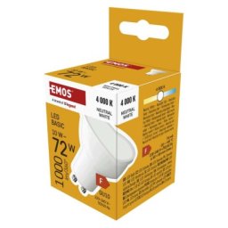 LED izzó Basic MR16 fehér/ GU10 / 10 W (72 W) / 1000 lm / Természetes fehér