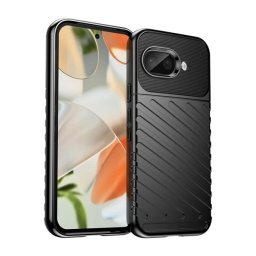 Szilikon telefonvédő (ütésállóság, csíkos, dombor minta) FEKETE Google Pixel 9a
