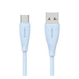 USAMS GREEN SERIES adatkábel (USB - Type-C, 18W, 3A, gyorstöltő, 100cm) VILÁGOSKÉK