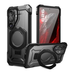 SUPCASE UNICORN BEETLE GRIP MAG defender műanyag telefonvédő (erős ütésállóság, kitámasztó, Magsafe) FEKETE Samsung Galaxy S26 (SM-S942)