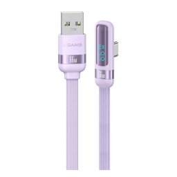 USAMS US-SJ651adatkábel (USB - Type-C, 66W, gyorstöltő, 90 fokos, cipőfűző, 120cm) LILA