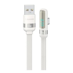 USAMS US-SJ651adatkábel (USB - Type-C, 66W, gyorstöltő, 90 fokos, cipőfűző, 120cm) FEHÉR
