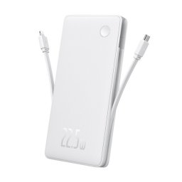 BASEUS AIRPOW LITE vésztöltő USB+Type-C aljzat (10000mAh, 22.5W, PD gyorstöltő, LED jelzés + fix Type-C kábel) FEHÉR