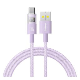 BASEUS DISPLAY II adatkábel (USB - Type-C, 100W, gyorstöltő, cipőfűző, LED kijelző, 100cm) LILA