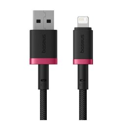 BASEUS DURA adatkábel (USB - lightning, 2.4A, gyorstöltő, cipőfűző, 200cm) PIROS/FEKETE Apple iPhone 12, iPhone 14 Pro Max, iPhone 13 Pro Max