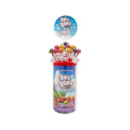 OKI DOKI KIDS eper, narancs, ananász és trópusi gyümölcs ízű étrend-kiegészítő nyalóka 15-féle vitaminnal és ásványi anyaggal - Minőségét megőrzi: 2029-01-14 - 100 db - 1 doboz