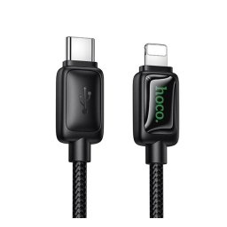 HOCO U146 adatkábel (Type-C - lightning, 30W, PD gyorstöltő, LED kijelző, 120cm) FEKETE Apple iPhone 13 Pro Max, iPhone 14 Pro Max, iPhone 12