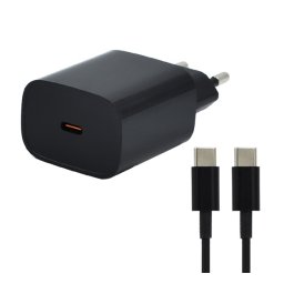BLACKBIRD BH1497 hálózati töltő USB+Type-C aljzat (25W, PD gyorstöltő + Type-C kábel) FEKETE