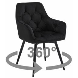 JORK360 VELVET fekete forgó étkezőszék
