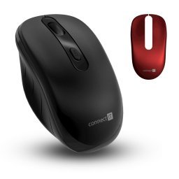 CONNECT IT LONG LIFE vezeték nélküli optikai csendes egér, ( 2x AA elemek ingyenesen), fekete borítás cserélhető, FEKETE