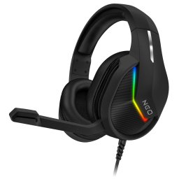 CONNECT IT NEO játék headset mikrofonnal, háttérvilágítással, 1x single jack (adapter 2x jack-re) USB, FEKETE