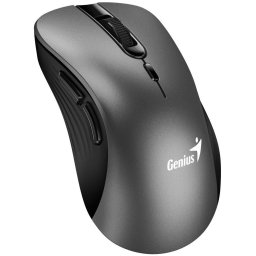 Genius Ergo 8100S egér, vezeték nélküli, ergonomikus, optikai, 1600DPI, 6 gomb, USB, metálszürke, metálszürke