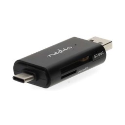 Nedis CRDRU2110BK – Memóriakártya-olvasó | Kettős kártyaolvasó USB-C / USB-A (USB 2.0)