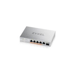 Zyxel XMG-105HP 5 portos 2.5G 1 SFP , 4 portos 70W összesen PoE asztali MultiGig felügyelet nélküli kapcsoló