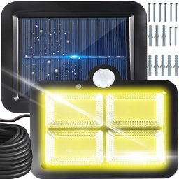 128 LED-es különálló napelemes reflektor mozgásérzékelővel, IP44