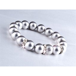 ART CRYSTELLA Karkötő, ezüst színű SWAROVSKI(R) gyöngyből, fehér kristállyal, 10mm, ART CRYSTELLA(R) M