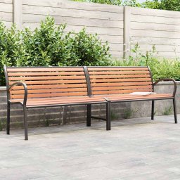vidaXL barna fa és porszórt acél kerti pad 231 cm