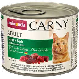 Animonda Carny Adult marhás, szarvasos és vörösáfonyás konzerv macskáknak (24 x 200 g) 4.8kg