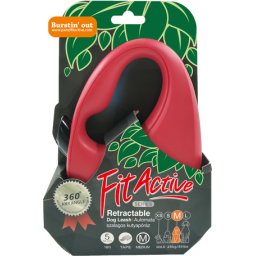 FitActive automata szalagpóráz (S | 5 m | 15 kilós kutyáig | Piros)