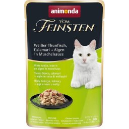Animonda Vom Feinsten Pouch fehér tonhalas, tintahalas és algás alutasakos macskaeledel kagylós szószban (18 x 50 g) 900gr