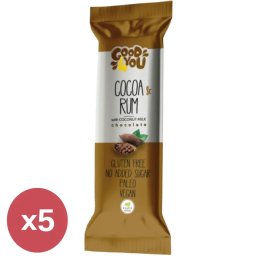 Health Market Good4You kakaós-rumos szelet – 5×25 g