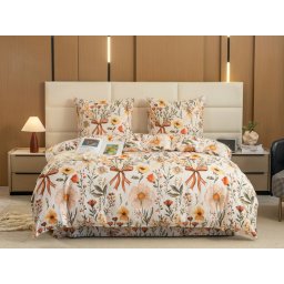 Mikroszálas ágyneműhuzat FLORAL RIBBON krémszínű Ágyneműhuzat mérete: 2 db 70 x 90 cm | 200 x 220 cm