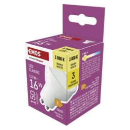 LED izzó Classic MR16 fehér/ GU10 / 1,3 W (16 W) / 150 lm / Meleg fehér