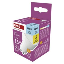LED izzó Classic MR16 fehér/ GU10 / 1,3 W (16 W) / 150 lm / Hideg fehér