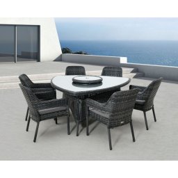 Rojaplast RIVERSIDE luxus étkező rattan garnitúra - grafit/antracit