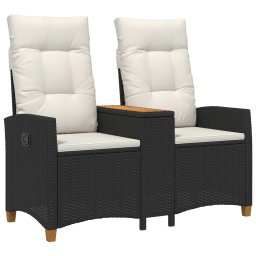 vidaXL Dönthető pad asztallal Fekete és krémfehér 126 x 65 x 112 cm