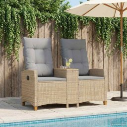 vidaXL Dönthető pad asztallal Beige és Világosszürke 126 x 65 x 112 cm