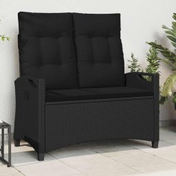 vidaXL Kerti pad párnával Fekete 105 x 60 x 112 cm Acél és poliészter