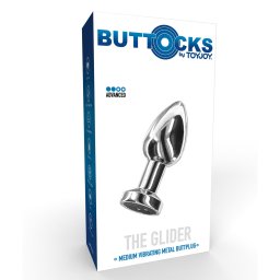 Buttocks The Glider vibrációs fém anál dildó, akkumulátorral (M méret - 8,5 cm)