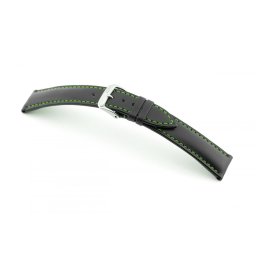 RIOS Smart bőr óraszíj, fekete/zöld, 22/20mm
