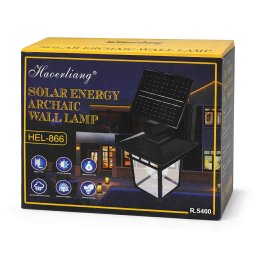 Napelemes falilámpa HEL-866 - kültéri LED kerti lámpa, mozgásérzékelő, időjárásálló