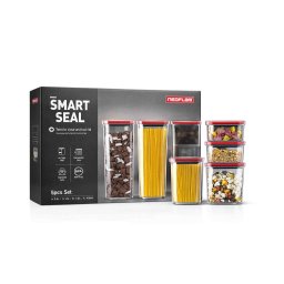 Neoflam Smart Seal ételtároló doboz szett - 5 részes, légmentesen záródó konyhai tárolók