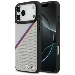 BMW M trikolor fém logó MagSafe tok iPhone 17 Pro Max szürke