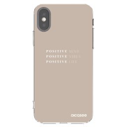 Átlátszó szilikon tok az alábbi mobiltelefonokra Apple iPhone X/XS - Positive Vibes