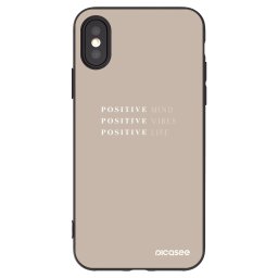 Fekete szilikon tok az alábbi mobiltelefonokra Apple iPhone X/XS - Positive Vibes