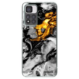 Átlátszó szilikon tok az alábbi mobiltelefonokra Xiaomi Redmi Note 11 Pro+ 5G - Black Gold 2
