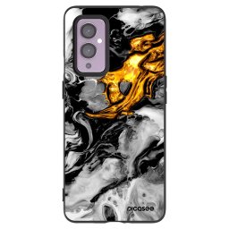 Fekete szilikon tok az alábbi mobiltelefonokra OnePlus 9 - Black Gold 2