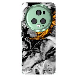 Átlátszó szilikon tok az alábbi mobiltelefonokra Honor Magic5 Pro - Black Gold 2