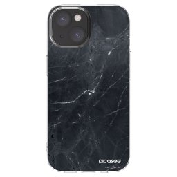 Átlátszó szilikon tok az alábbi mobiltelefonokra Apple iPhone 15 - Black marble