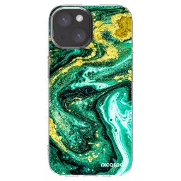 Átlátszó szilikon tok az alábbi mobiltelefonokra Apple iPhone 15 - Green Gold