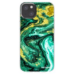 Átlátszó szilikon tok az alábbi mobiltelefonokra Apple iPhone 15 Plus - Green Gold