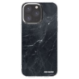 Átlátszó szilikon tok az alábbi mobiltelefonokra Apple iPhone 15 Pro Max - Black marble