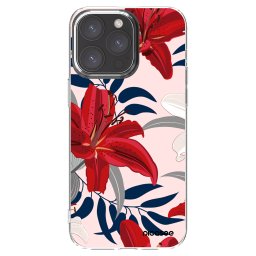 Átlátszó szilikon tok az alábbi mobiltelefonokra Apple iPhone 15 Pro Max - Red Lily