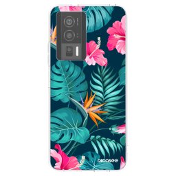 Átlátszó szilikon tok az alábbi mobiltelefonokra Xiaomi Poco F5 Pro 5G - Pink Monstera