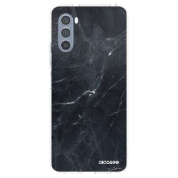 Átlátszó szilikon tok az alábbi mobiltelefonokra Motorola Moto G62 - Black marble