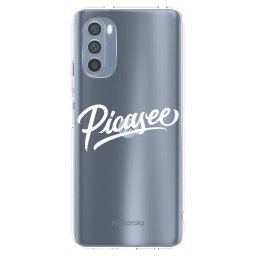 Átlátszó szilikon tok az alábbi mobiltelefonokra Motorola Moto G62 - Picasee - old logo - white